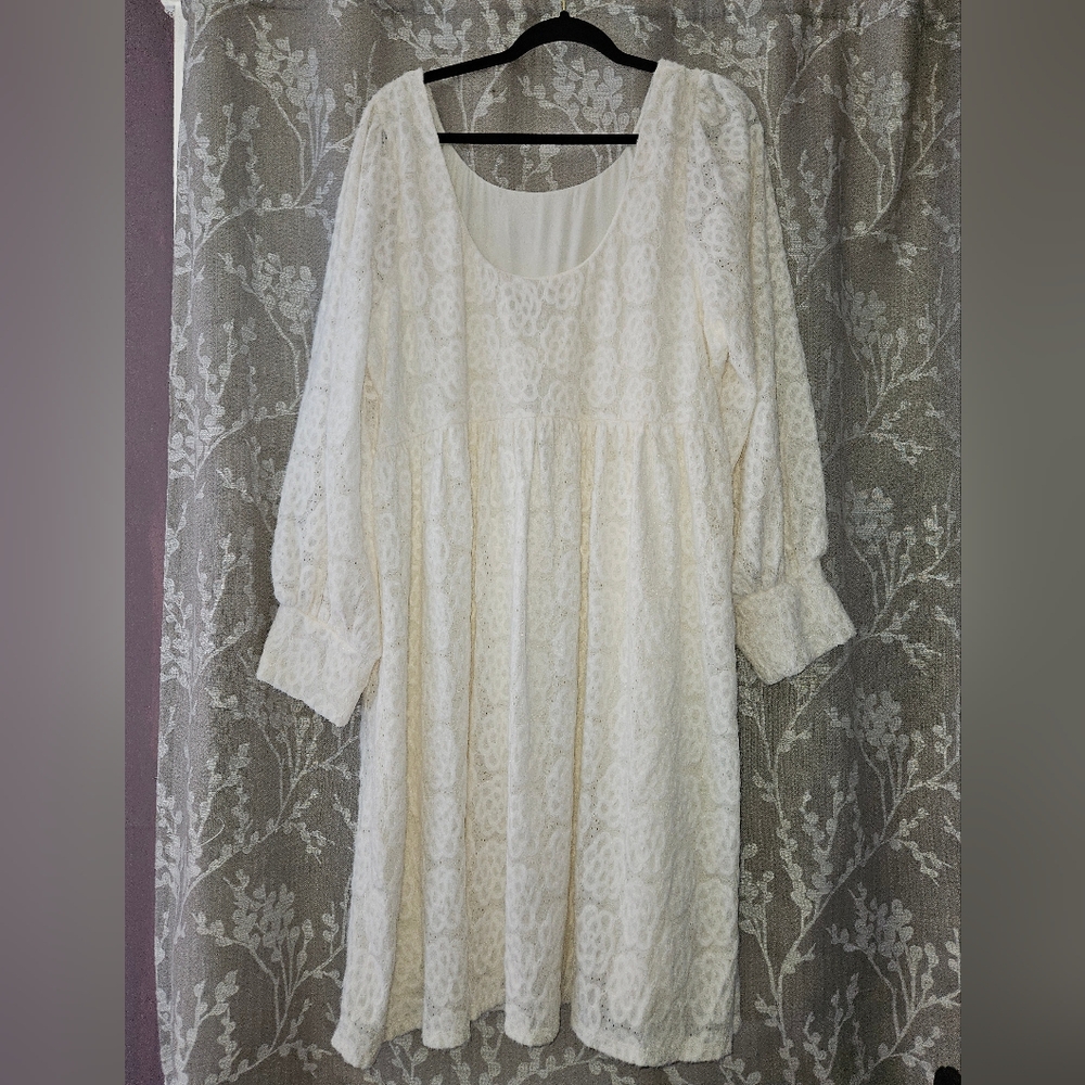 Modcloth Ivory Floral Long Sleeve Dress 2X